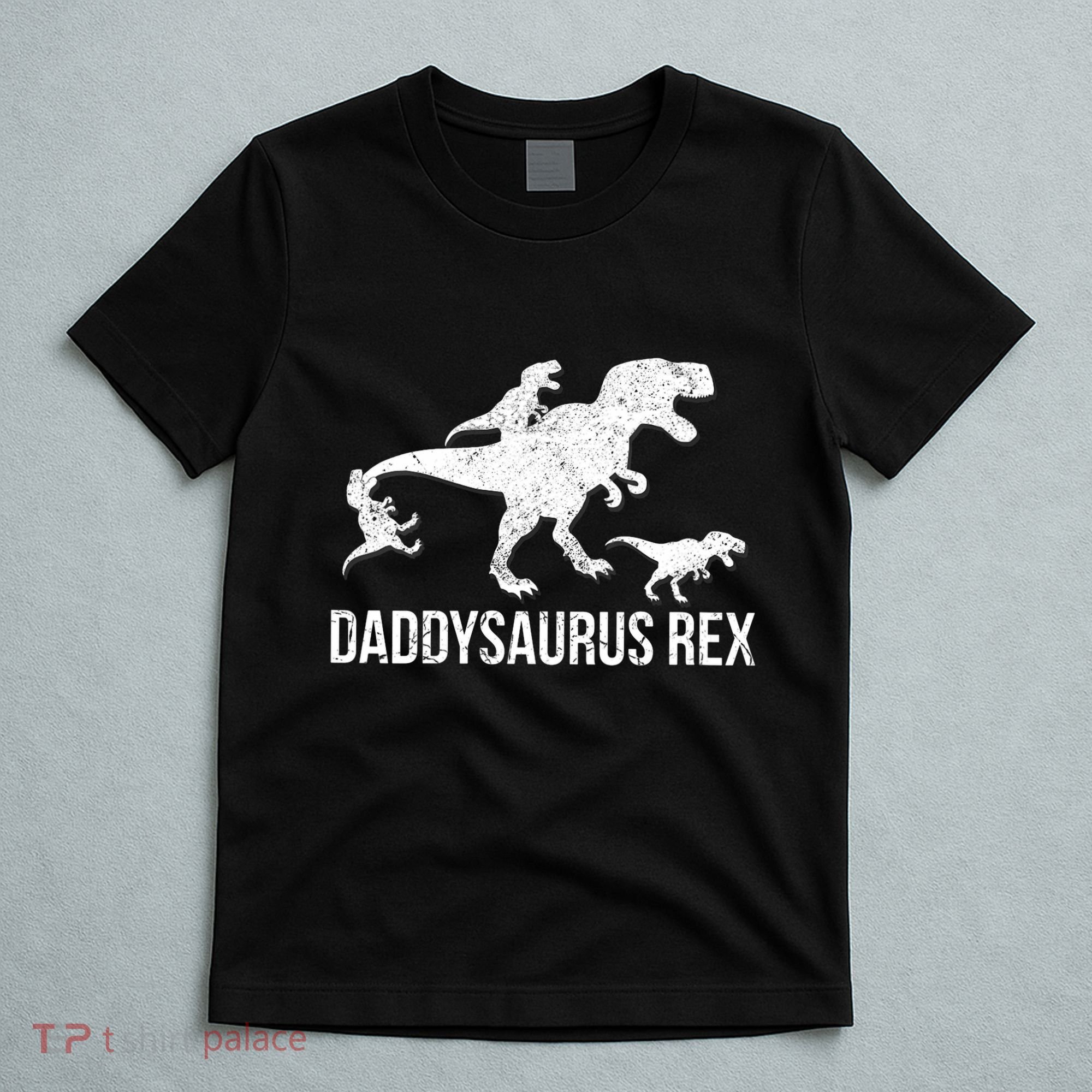 Daddysaurus Rex 3 Daddy Dinosaur Vneck T-Shirt