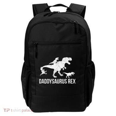 Daddysaurus Rex 3 Daddy Dinosaur Vneck Backpack