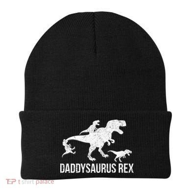 Daddysaurus Rex 3 Daddy Dinosaur Vneck Beanie