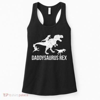 Daddysaurus Rex 3 Daddy Dinosaur Vneck Women's Tank Top