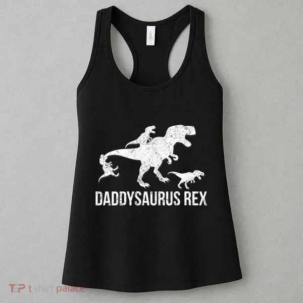Daddysaurus Rex 3 Daddy Dinosaur Vneck Women's Tank Top