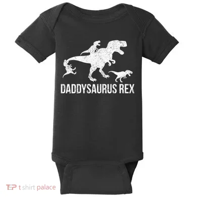 Daddysaurus Rex 3 Daddy Dinosaur Vneck Baby Bodysuit