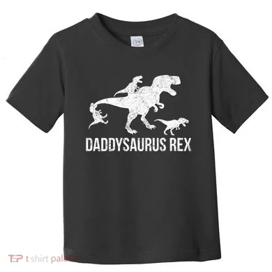 Daddysaurus Rex 3 Daddy Dinosaur Vneck Toddler T-Shirt
