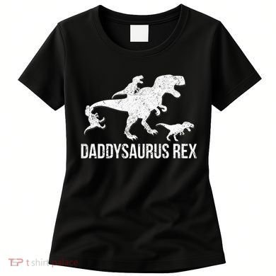 Daddysaurus Rex 3 Daddy Dinosaur Vneck Women's T-Shirt
