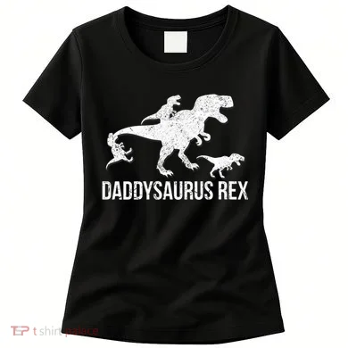 Daddysaurus Rex 3 Daddy Dinosaur Vneck Women's T-Shirt