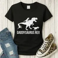 Daddysaurus Rex 3 Daddy Dinosaur Vneck Women's T-Shirt thumb 3