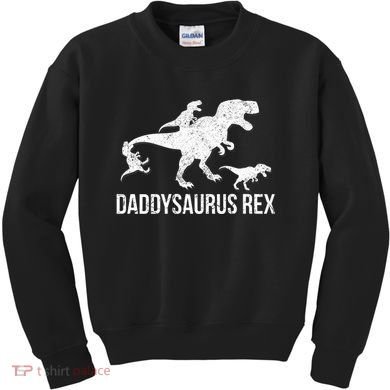Daddysaurus Rex 3 Daddy Dinosaur Vneck Kids Sweatshirt