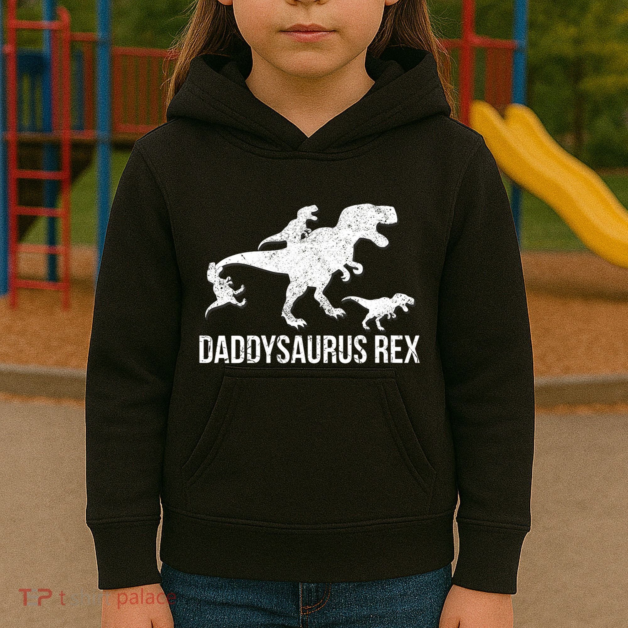 Daddysaurus Rex 3 Daddy Dinosaur Vneck Kids Hoodie