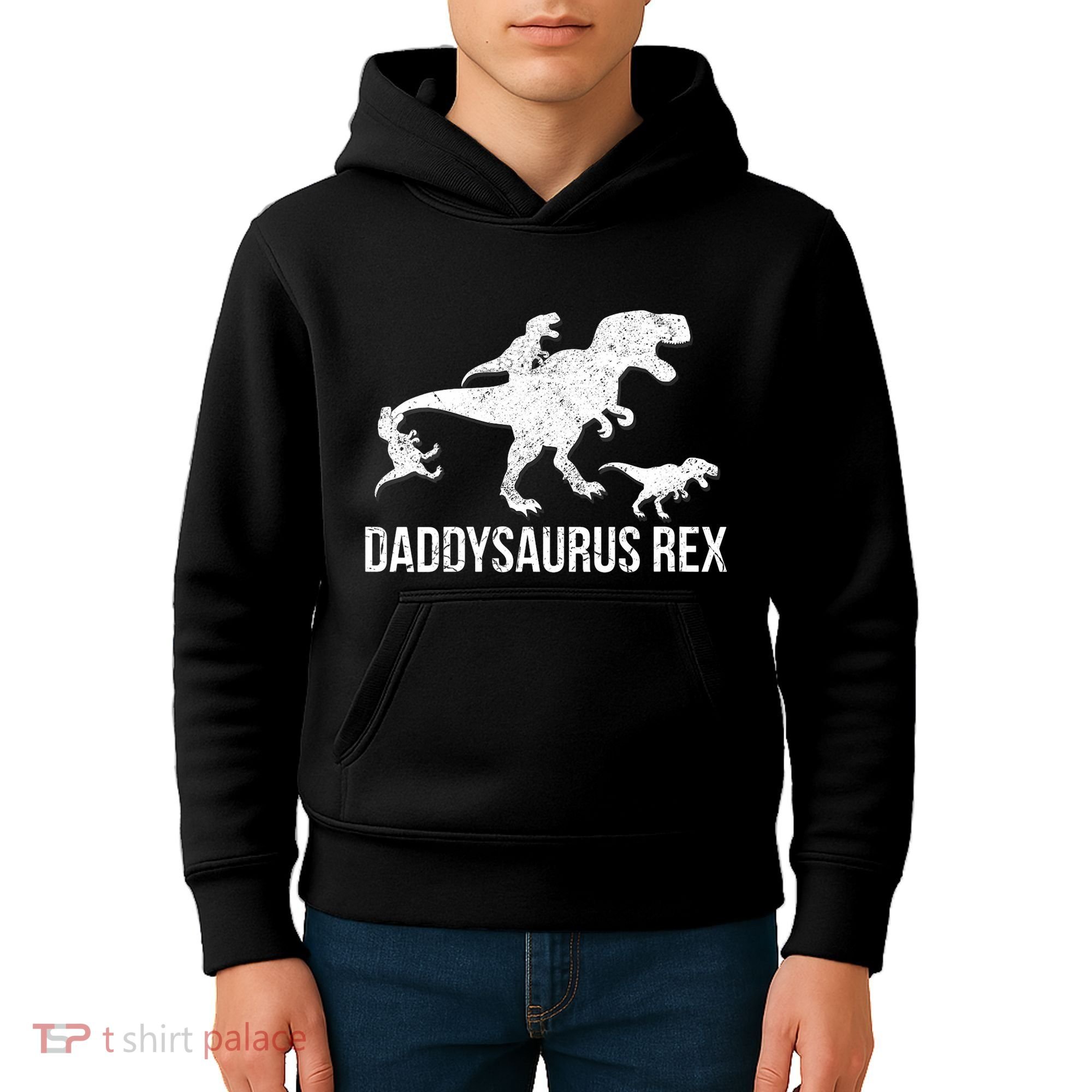 Daddysaurus Rex 3 Daddy Dinosaur Vneck Kids Hoodie
