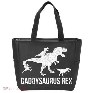 Daddysaurus Rex 3 Daddy Dinosaur Vneck Tote Bag