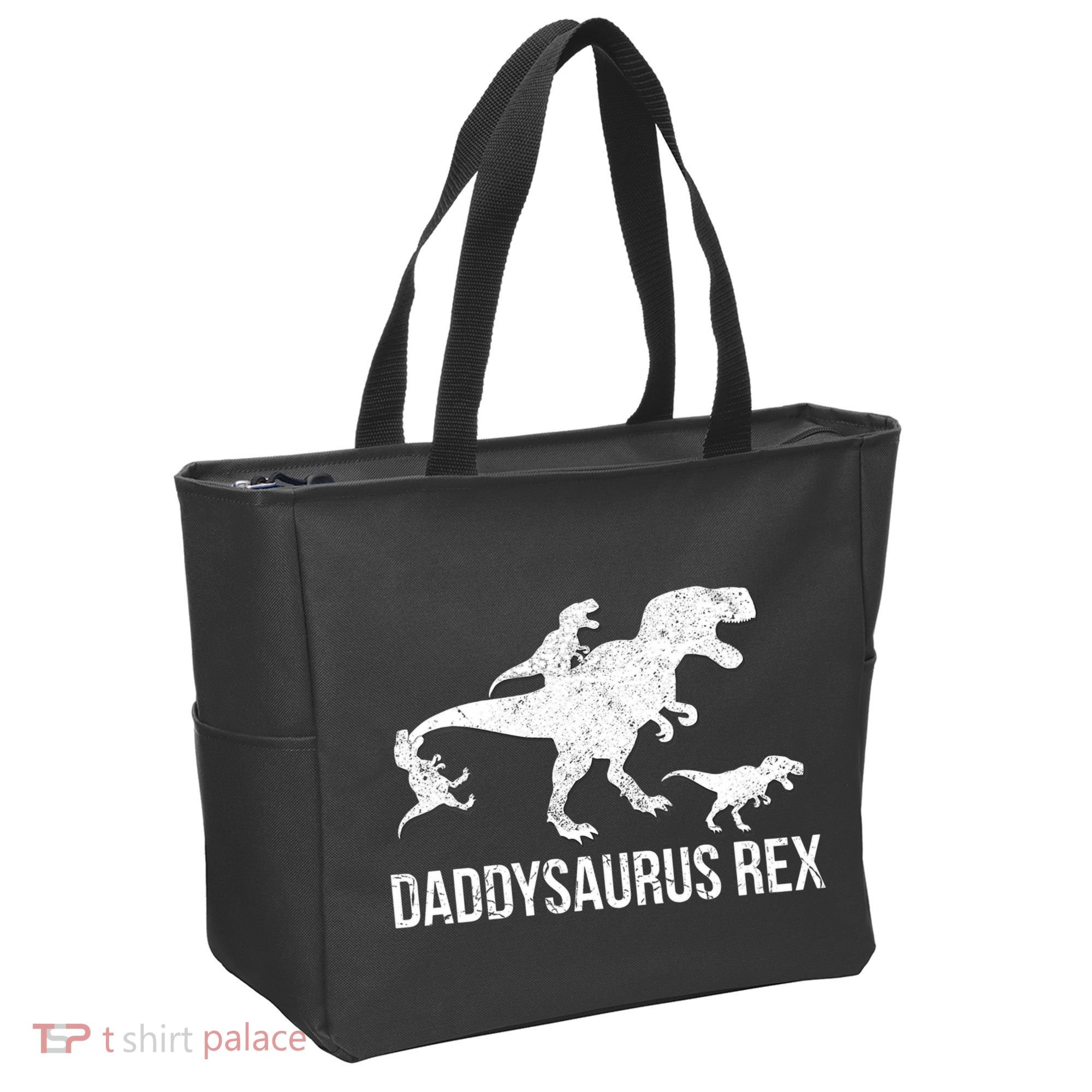 Daddysaurus Rex 3 Daddy Dinosaur Vneck Tote Bag