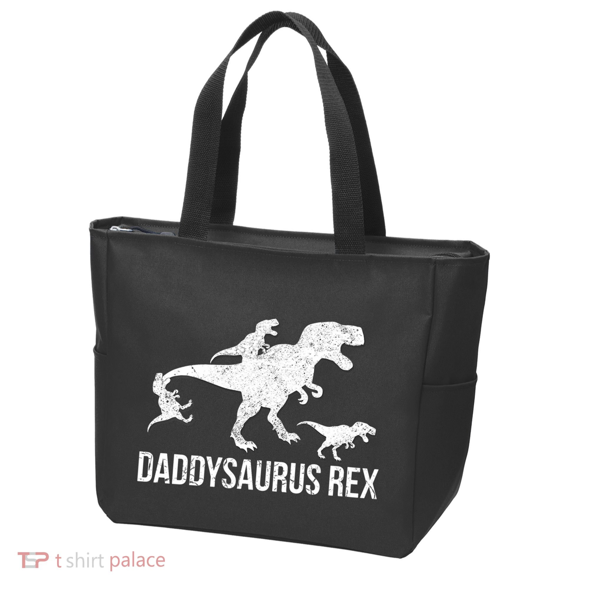 Daddysaurus Rex 3 Daddy Dinosaur Vneck Tote Bag