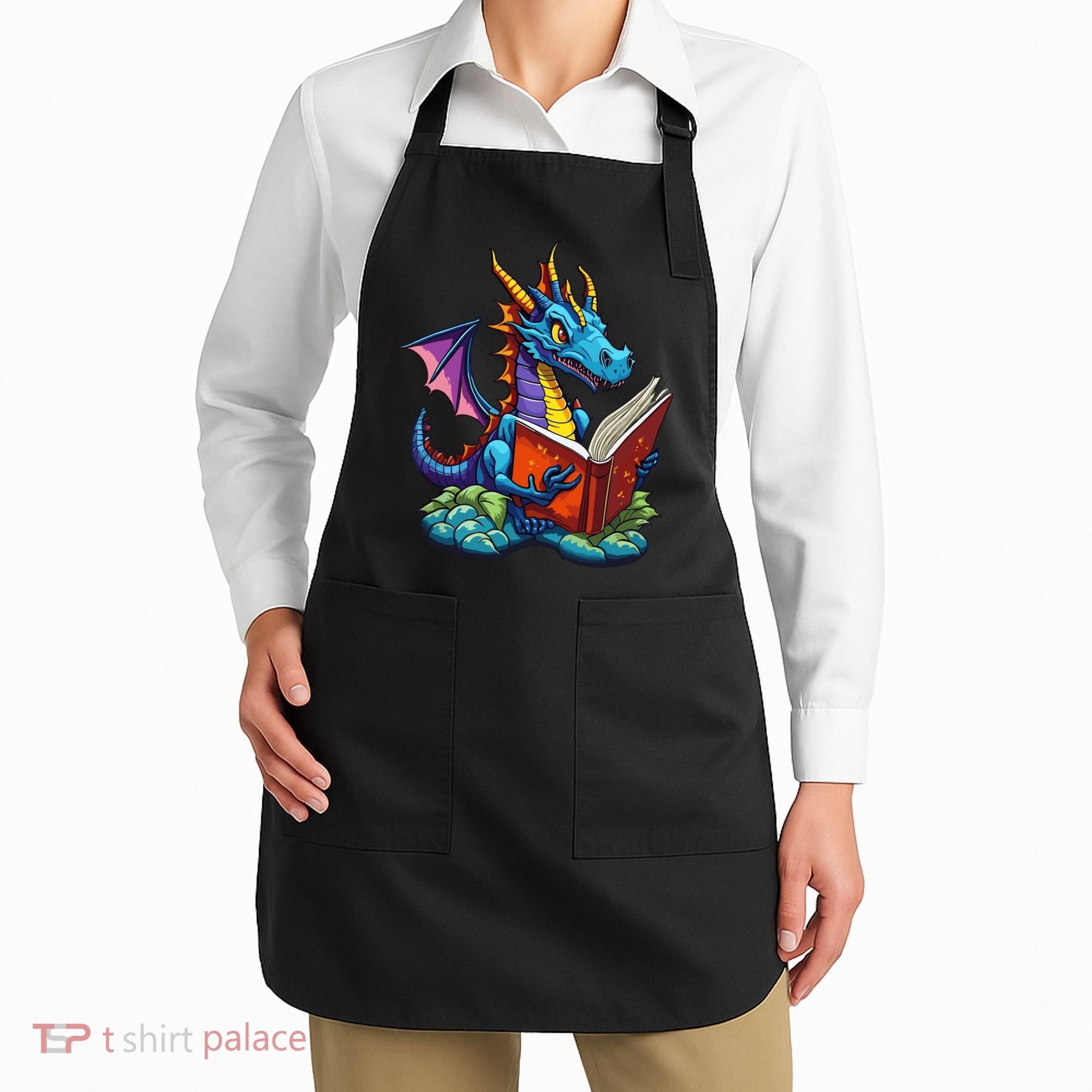 Dragon Reading A Book Apron