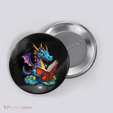 Dragon Reading A Book Button
