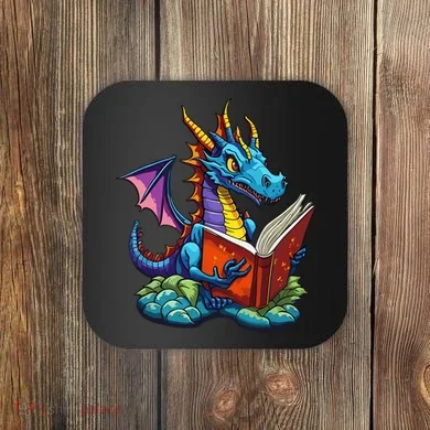 Dragon Reading A Book Coaster