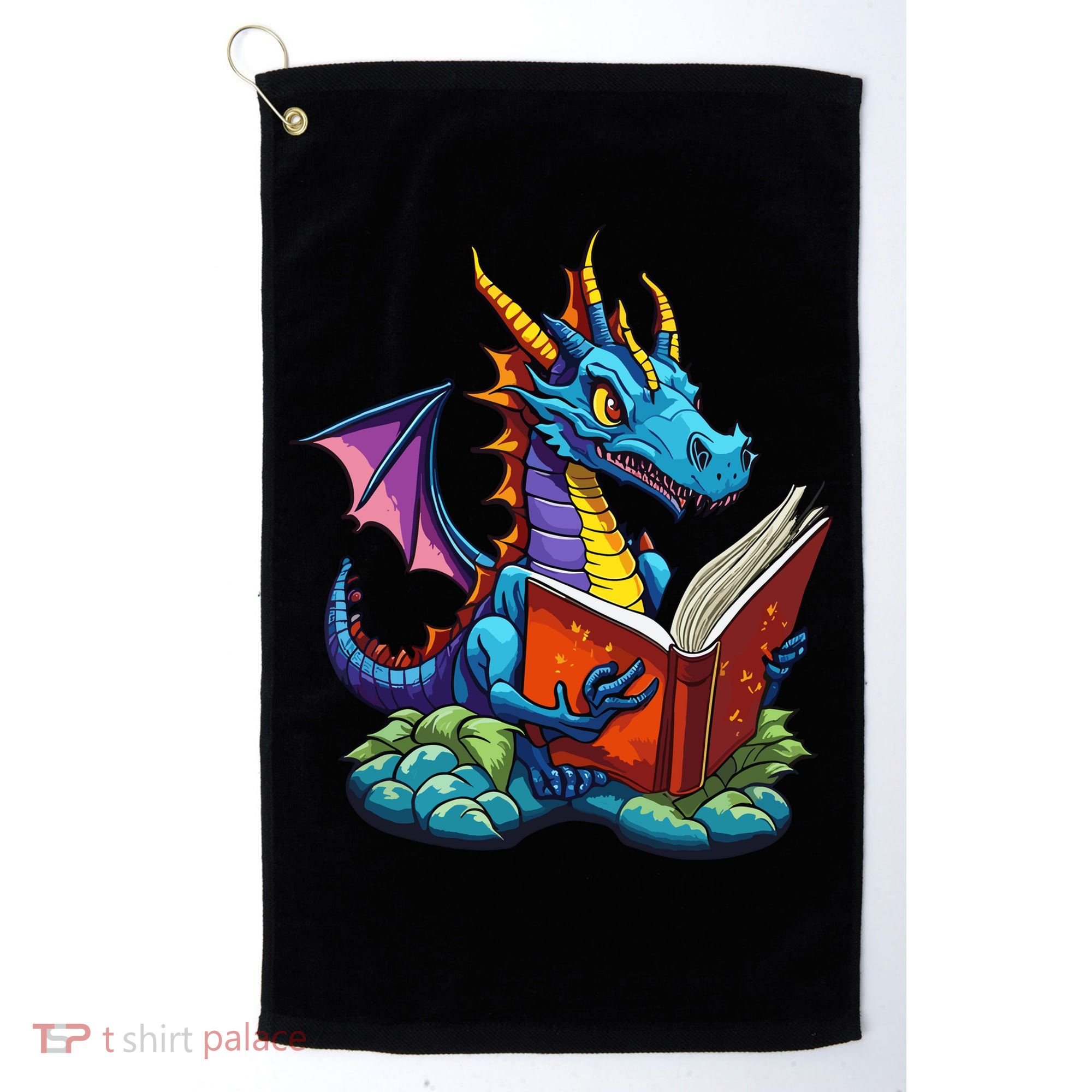 Dragon Reading A Book Golf Towel