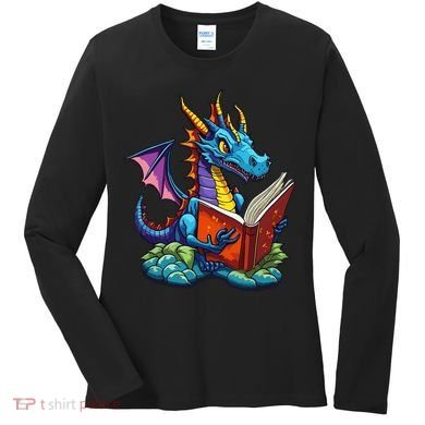 Dragon Reading A Book Women's Long Sleeve Shirt
