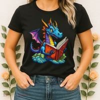 Dragon Reading A Book Women's T-Shirt thumb 2