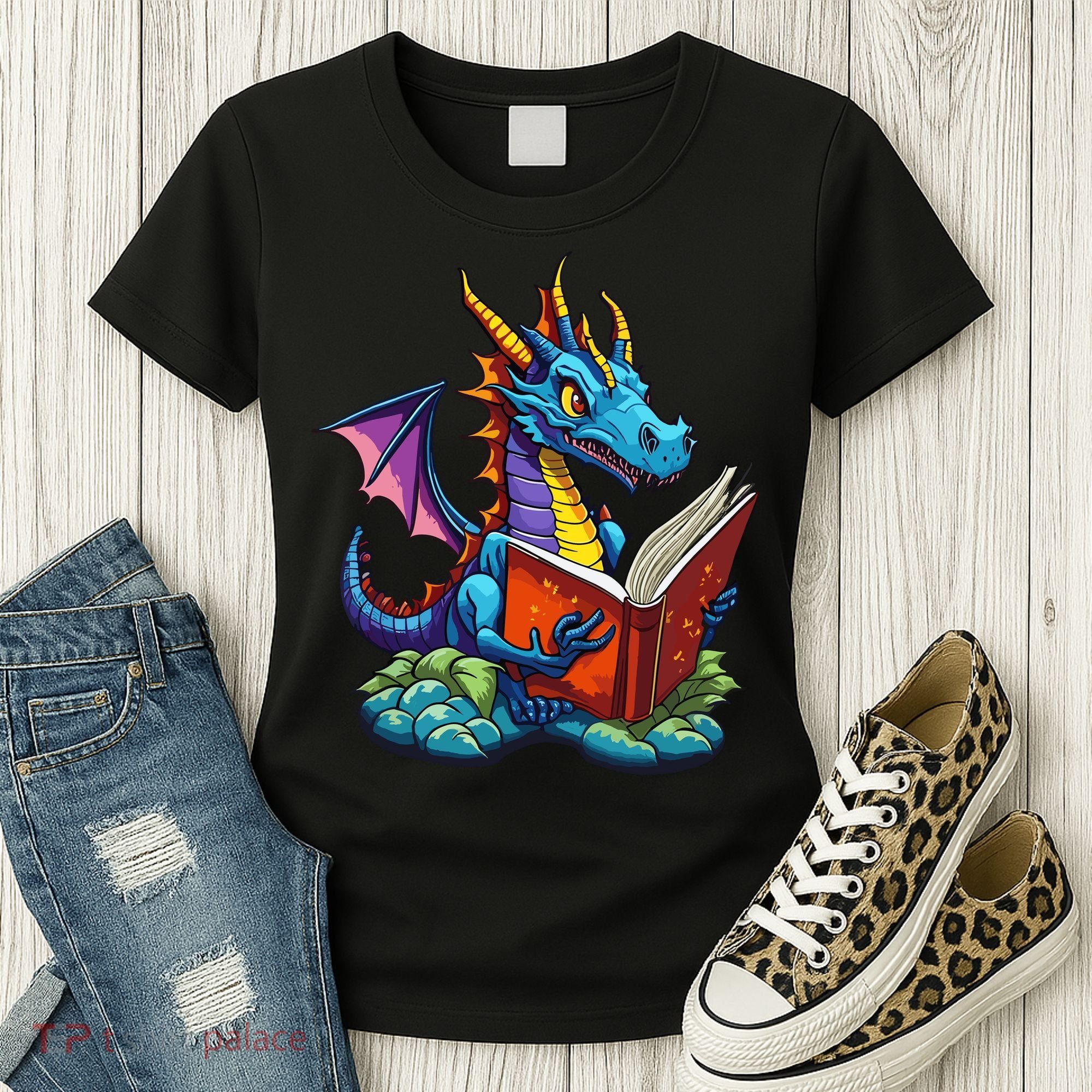 Dragon Reading A Book Women's T-Shirt