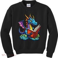 Dragon Reading A Book Kids Sweatshirt thumb 0
