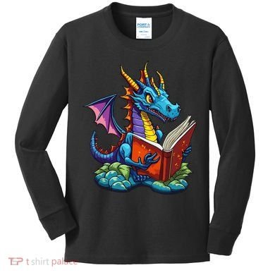 Dragon Reading A Book Kids Long Sleeve Shirt