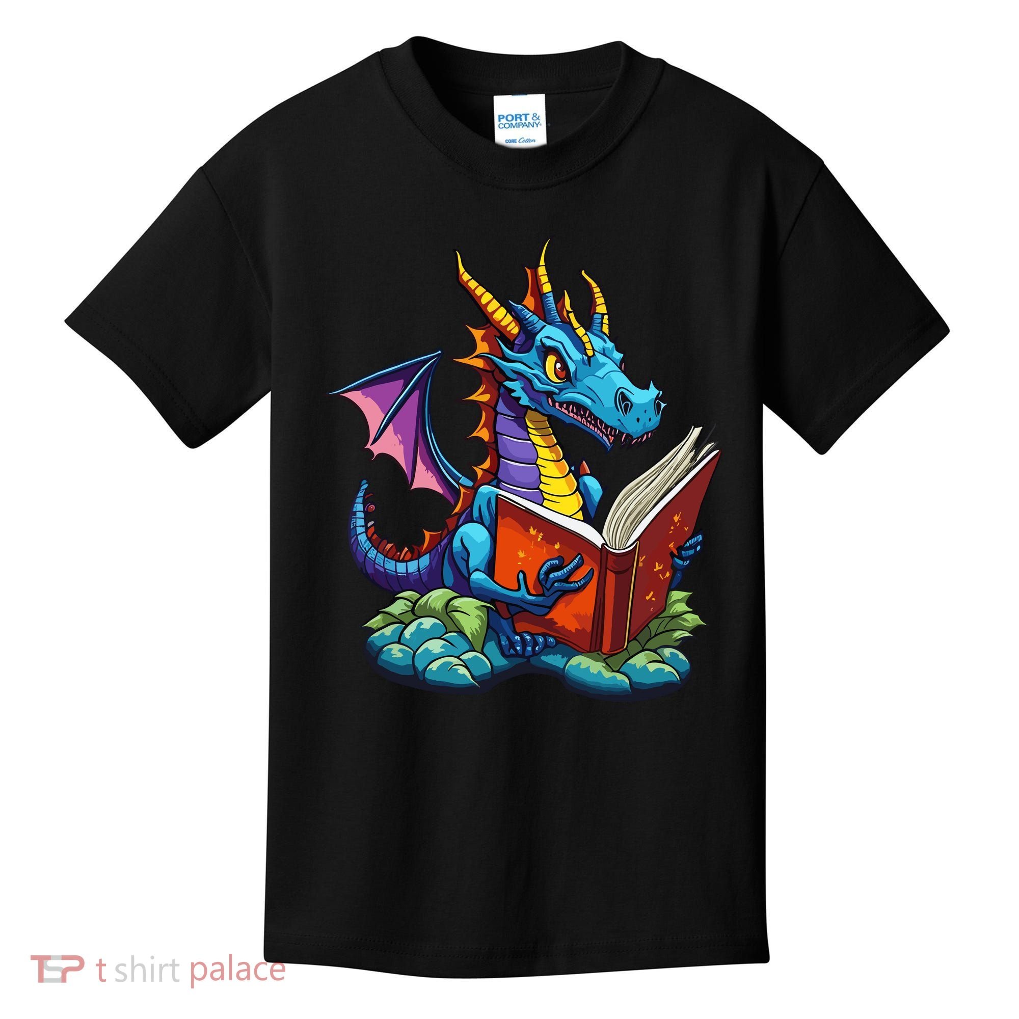 Dragon Reading A Book Kids T-Shirt