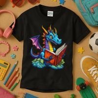 Dragon Reading A Book Kids T-Shirt thumb 3