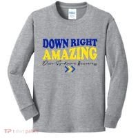 Down Right Amazing Down Syndrome Awareness Kids Long Sleeve Shirt thumb 0