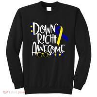 Down Right Awesome Down Syndrome Awareness Ribbon Sweatshirt thumb 0