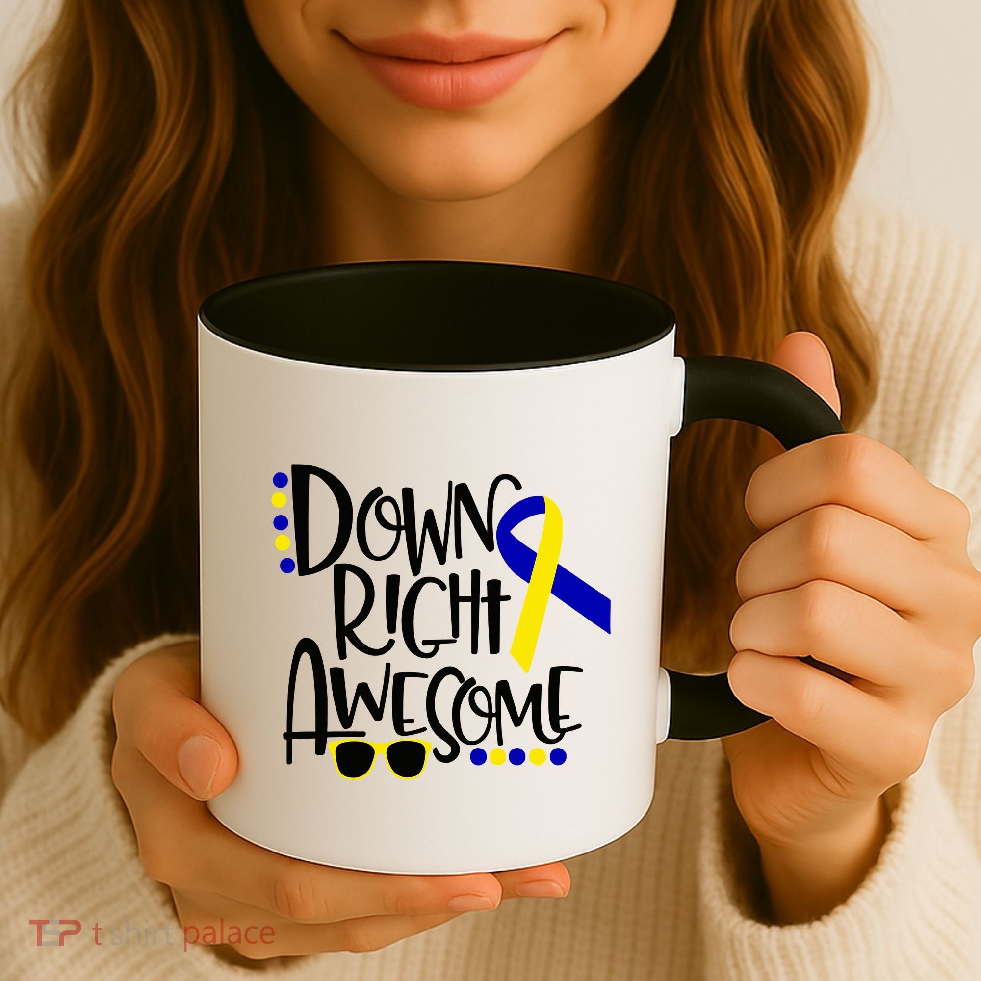 Down Right Awesome Down Syndrome Awareness Ribbon Coffee Mug