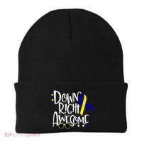 Down Right Awesome Down Syndrome Awareness Ribbon Beanie thumb 0