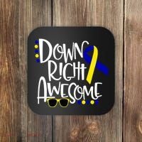Down Right Awesome Down Syndrome Awareness Ribbon Coaster thumb 0