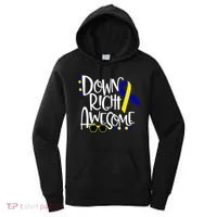 Down Right Awesome Down Syndrome Awareness Ribbon Women's Hoodie thumb 0