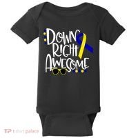 Down Right Awesome Down Syndrome Awareness Ribbon Baby Bodysuit thumb 0