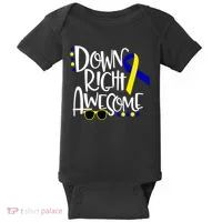 Down Right Awesome Down Syndrome Awareness Ribbon Baby Bodysuit thumb 0