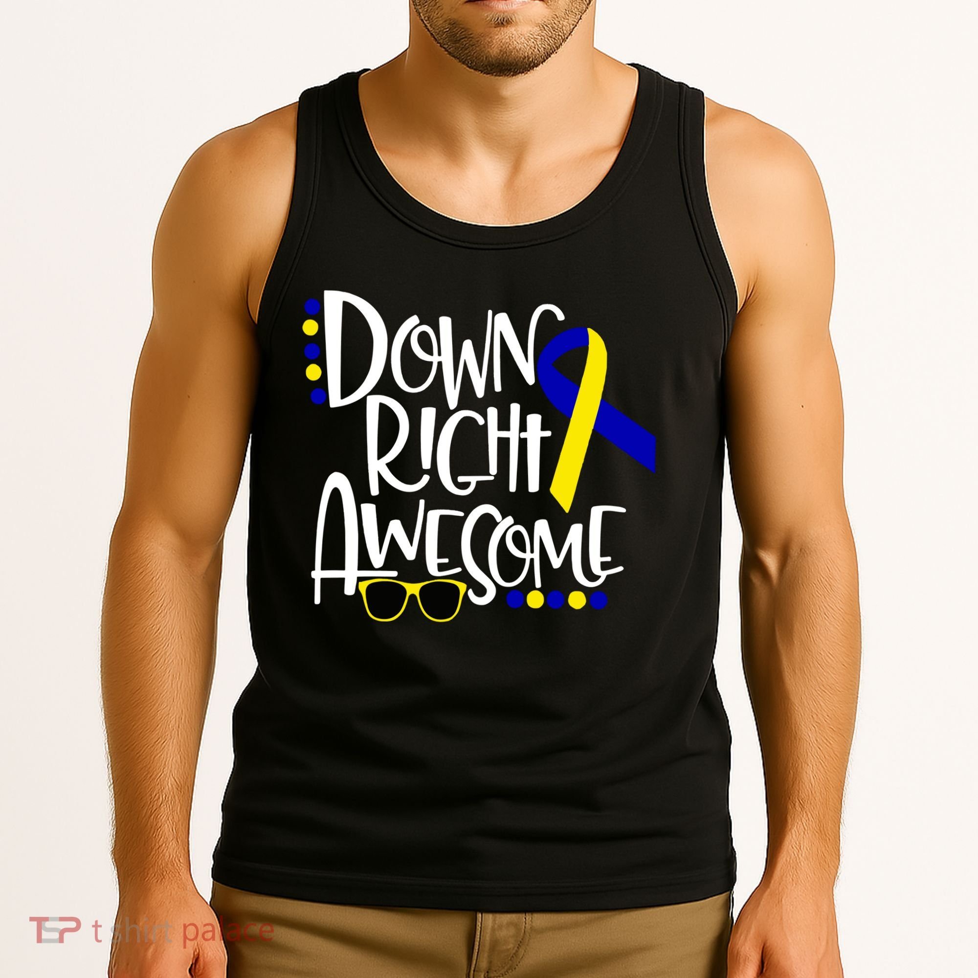 Down Right Awesome Down Syndrome Awareness Ribbon Tank Top