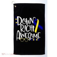 Down Right Awesome Down Syndrome Awareness Ribbon Golf Towel thumb 0
