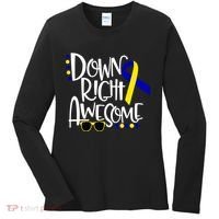 Down Right Awesome Down Syndrome Awareness Ribbon Women's Long Sleeve Shirt thumb 0
