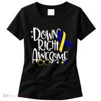 Down Right Awesome Down Syndrome Awareness Ribbon Women's T-Shirt thumb 0
