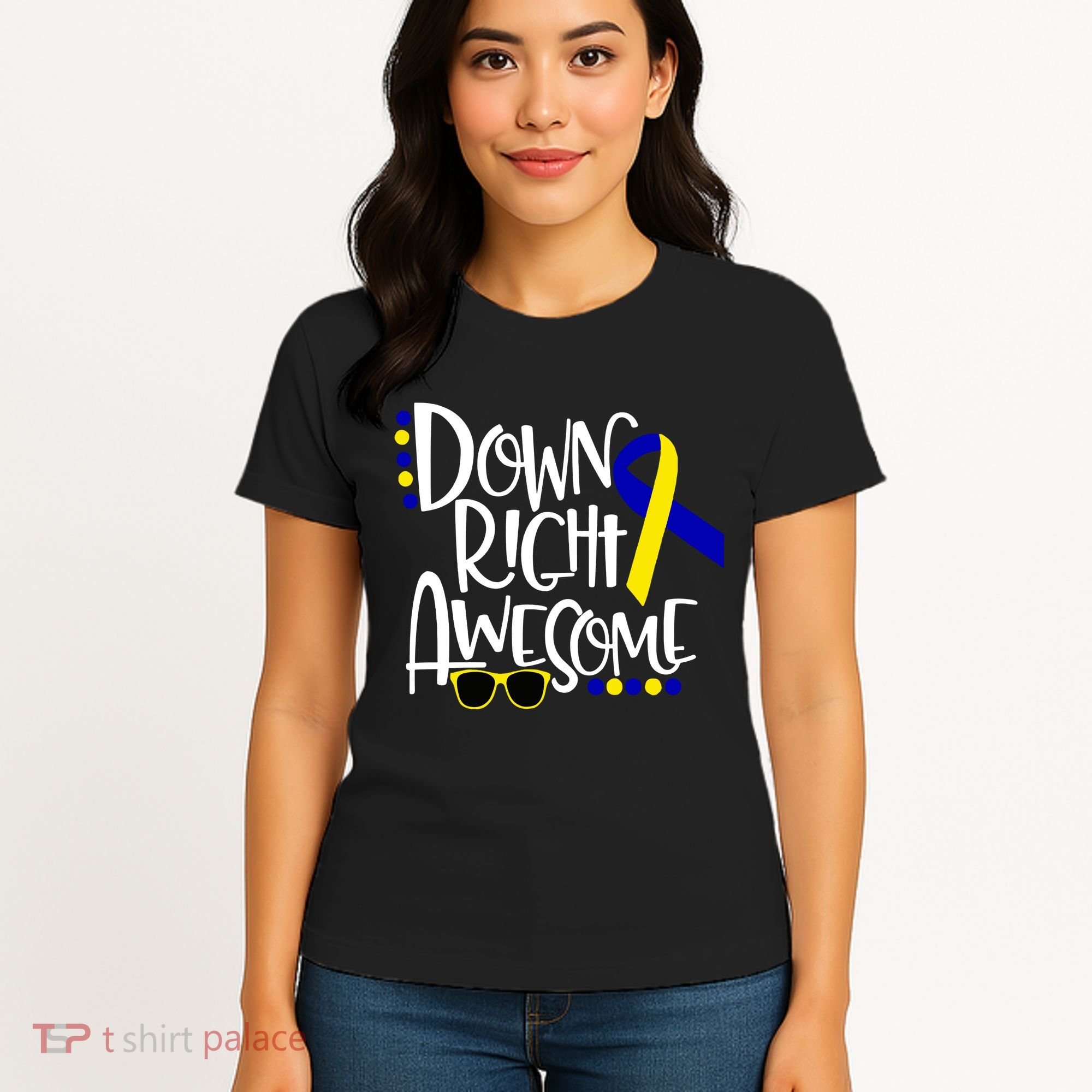 Down Right Awesome Down Syndrome Awareness Ribbon Women's T-Shirt