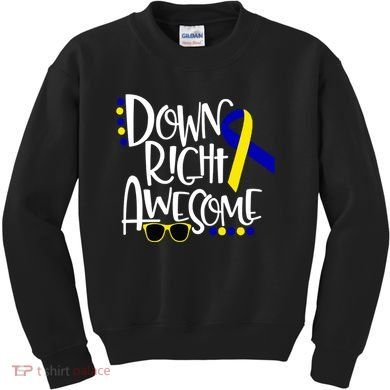 Down Right Awesome Down Syndrome Awareness Ribbon Kids Sweatshirt