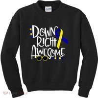 Down Right Awesome Down Syndrome Awareness Ribbon Kids Sweatshirt thumb 0