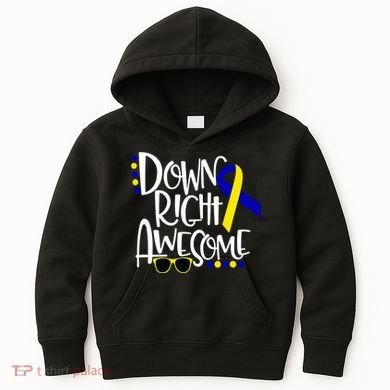 Down Right Awesome Down Syndrome Awareness Ribbon Kids Hoodie