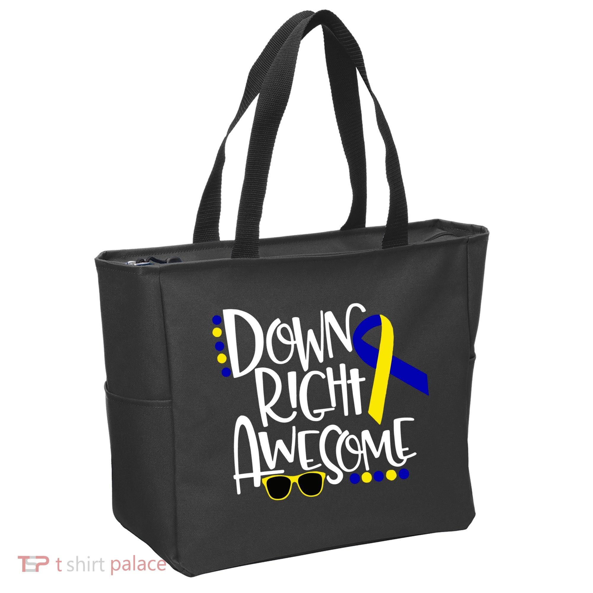 Down Right Awesome Down Syndrome Awareness Ribbon Tote Bag