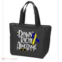 Down Right Awesome Down Syndrome Awareness Ribbon Tote Bag thumb 3