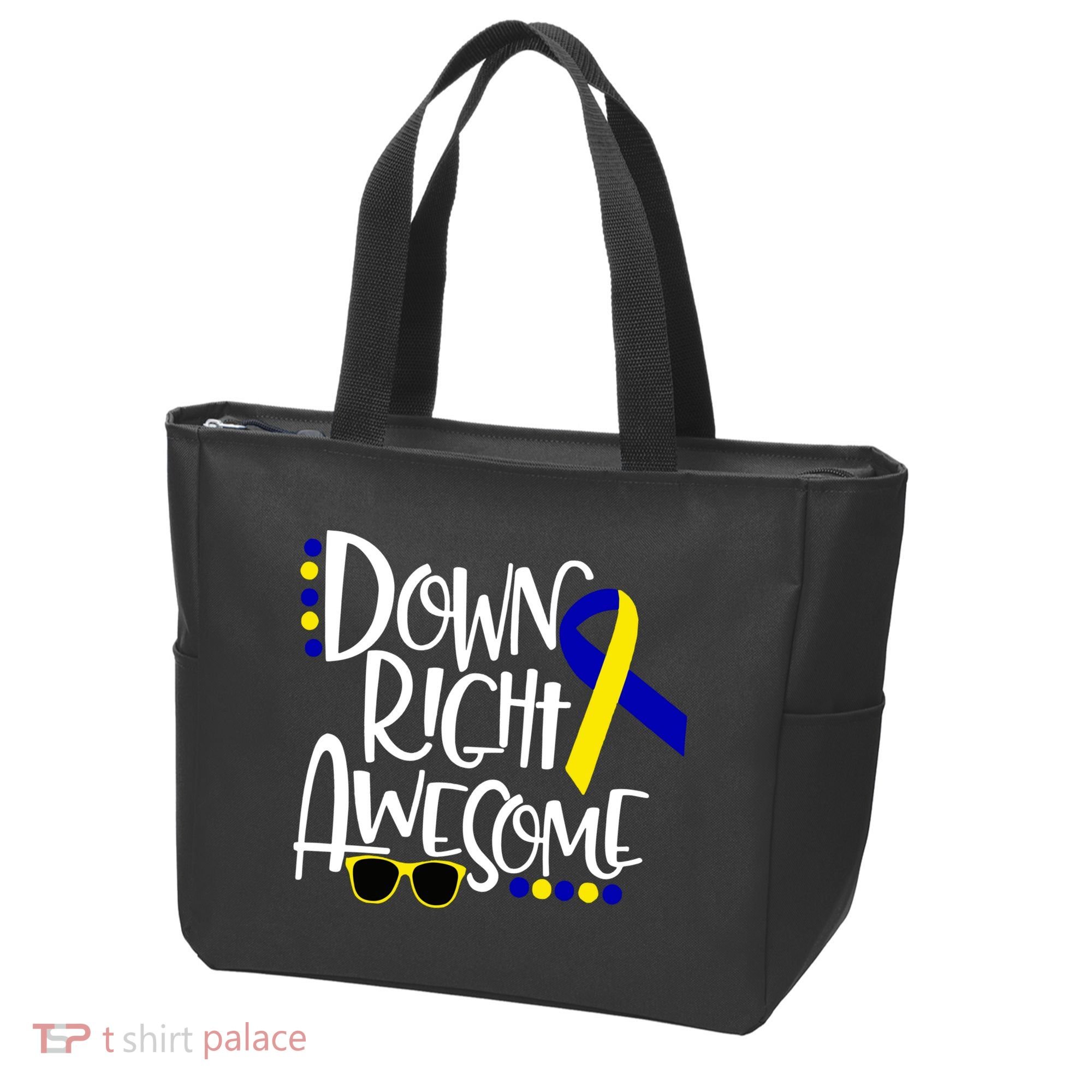Down Right Awesome Down Syndrome Awareness Ribbon Tote Bag