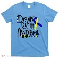 Down Right Awesome Down Syndrome Awareness Ribbon T-Shirt thumb 0