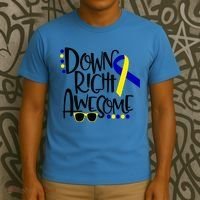 Down Right Awesome Down Syndrome Awareness Ribbon T-Shirt thumb 3