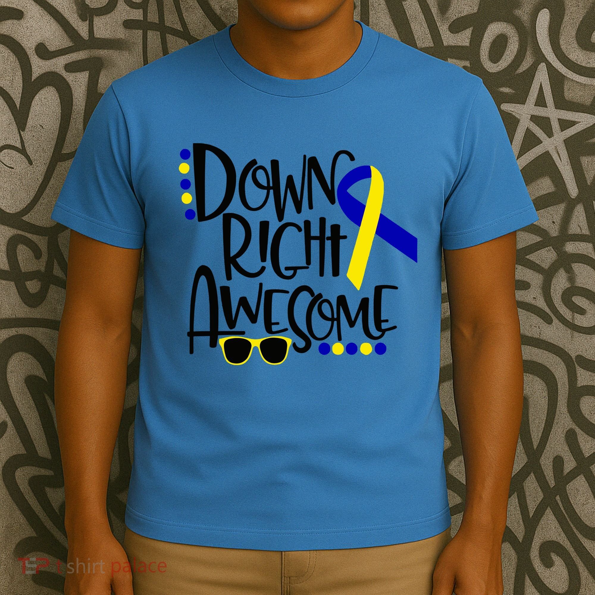 Down Right Awesome Down Syndrome Awareness Ribbon T-Shirt