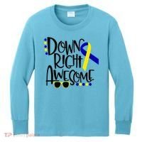 Down Right Awesome Down Syndrome Awareness Ribbon Kids Long Sleeve Shirt thumb 0